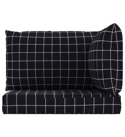 Coussins de palette 3 pcs motif à carreaux noir tissu Oxford