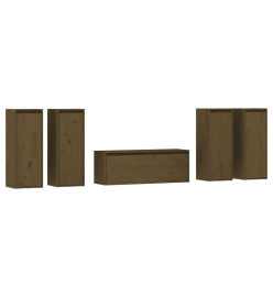 Meubles TV 5 pcs Marron miel Bois massif de pin