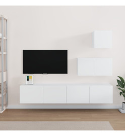 Ensemble de meubles TV 4 pcs Blanc Bois d'ingénierie