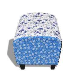 Repose-pied Design avec patchwork Bleu et blanc