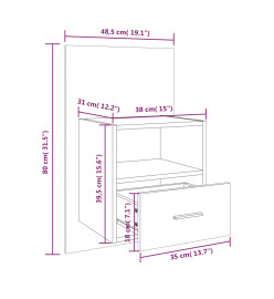 Tables de chevet murales 2 pcs Blanc et chêne sonoma