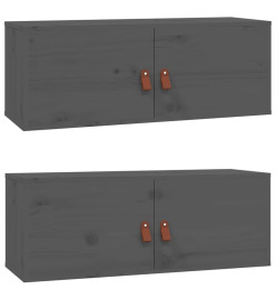 Armoires murales 2 pcs Gris 80x30x30 cm Bois de pin massif