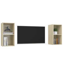 Meubles TV muraux 2 pcs Chêne sonoma Aggloméré