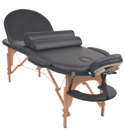 Table de massage pliable 4 cm d'épaisseur et 2 traversins Noir