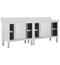 Tables avec portes coulissantes 2 pcs 200x50x(95-97) cm Inox