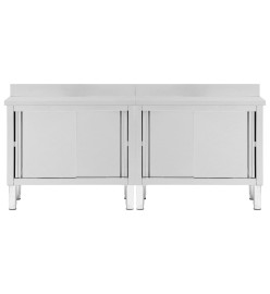 Tables avec portes coulissantes 2 pcs 200x50x(95-97) cm Inox