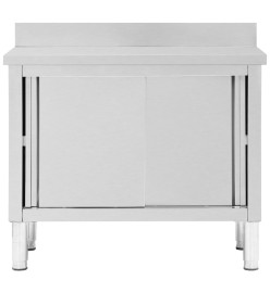 Table de travail avec portes coulissantes 100x50x(95-97)cm Inox