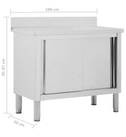 Table de travail avec portes coulissantes 100x50x(95-97)cm Inox