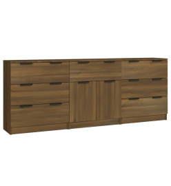 Buffets 3 pcs Chêne marron Bois d'ingénierie