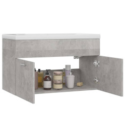 Armoire d'évier avec lavabo intégré Gris béton Aggloméré