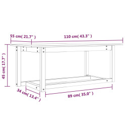 Table basse Gris 110x55x45 cm Bois massif de pin