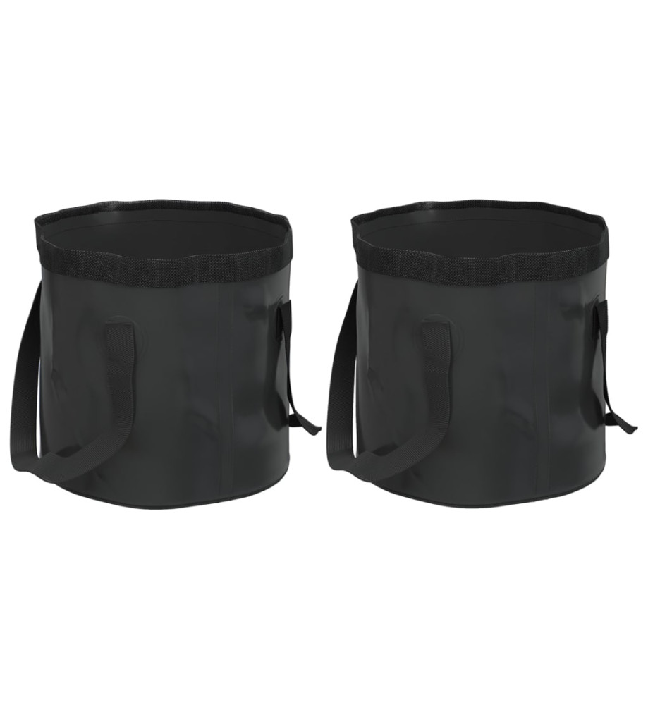 Seaux pliables 2 pcs noir 30 L PVC