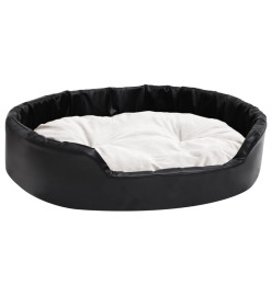 Lit pour chiens Noir et beige 90x79x20 cm Peluche et similicuir