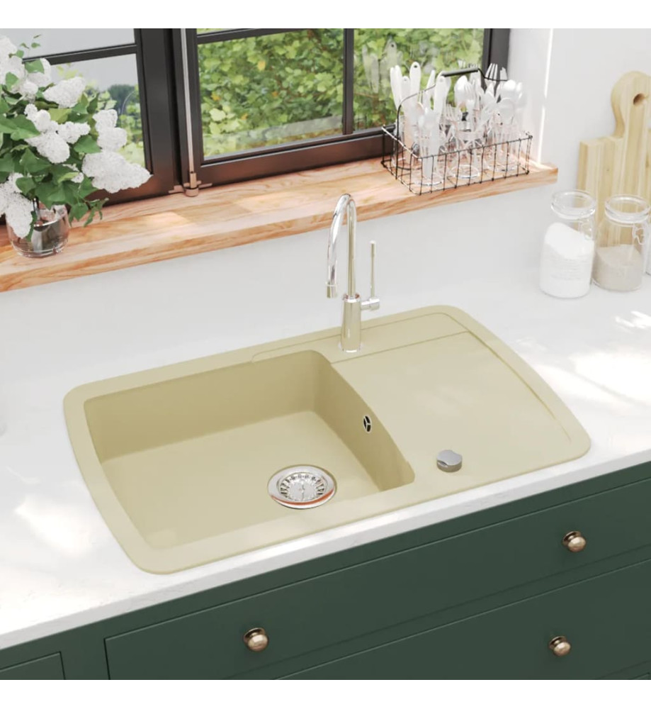 Évier de cuisine Granit Seul lavabo Beige