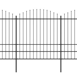 Clôture de jardin à dessus en lance Acier (1,75-2)x3,4 m Noir