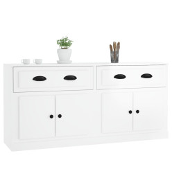 Buffets 2 pcs blanc brillant bois d'ingénierie