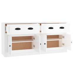 Buffets 2 pcs blanc brillant bois d'ingénierie