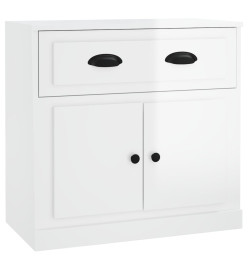 Buffets 2 pcs blanc brillant bois d'ingénierie