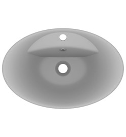 Lavabo ovale à trop-plein Gris clair mat 58,5x39 cm Céramique