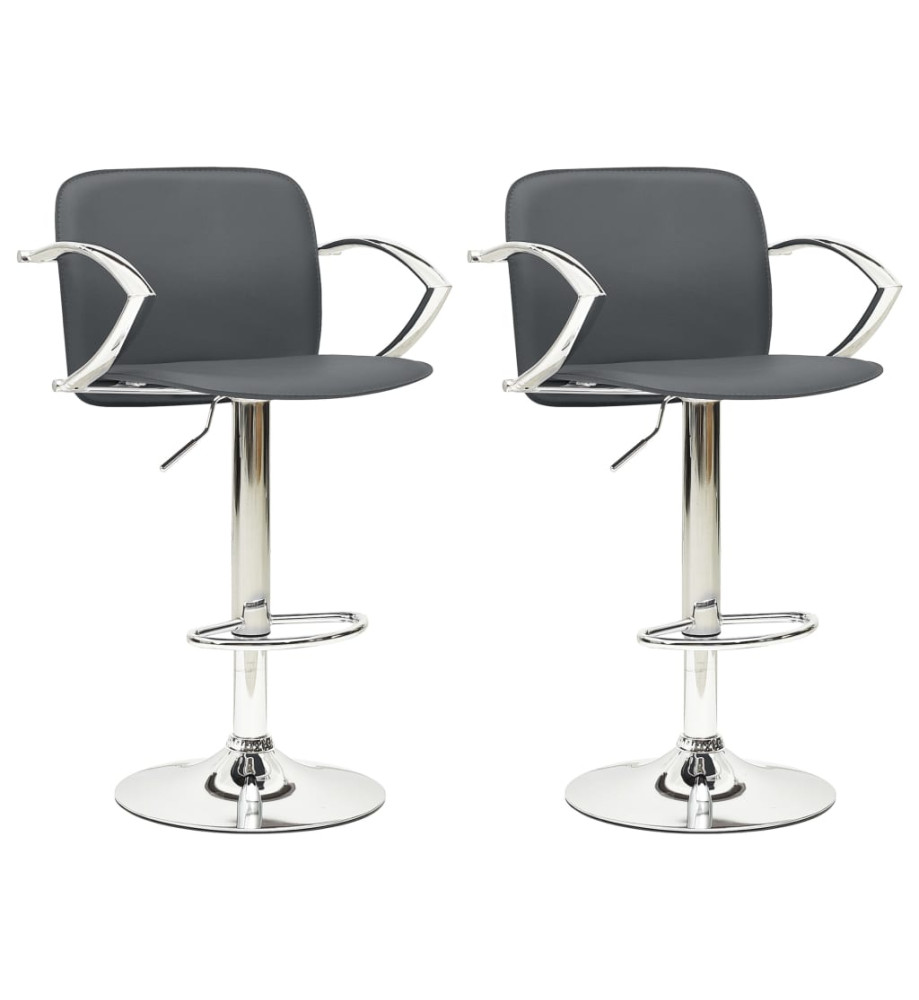 Tabourets de bar lot de 2 gris cuir artificiel