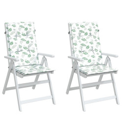 Coussins de chaise à dossier haut 2 pcs modèle de feuille tissu