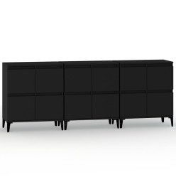 Buffets 3 pcs noir 60x35x70 cm bois d'ingénierie