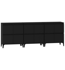 Buffets 3 pcs noir 60x35x70 cm bois d'ingénierie