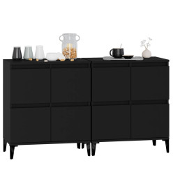 Buffets 2 pcs noir 60x35x70 cm bois d'ingénierie