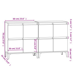 Buffets 2 pcs noir 60x35x70 cm bois d'ingénierie