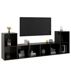 Meubles TV 4 pcs Noir brillant 72x35x36,5 cm Aggloméré