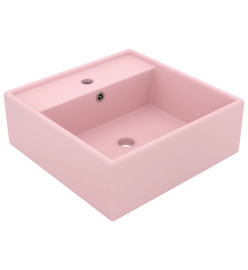 Lavabo carré de luxe à trop-plein Rose mat 41x41 cm Céramique