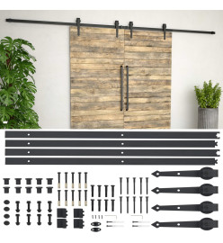 Kit de matériel pour porte coulissante 2 x 183 cm Acier Noir