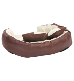 Coussin réversible lavable de chien Marron et crème 85x70x20 cm