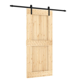 Porte coulissante et kit de quincaillerie 90x210 cm pin massif