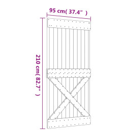 Porte coulissante et kit de quincaillerie 95x210 cm pin massif