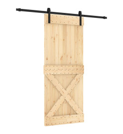 Porte coulissante et kit de quincaillerie 85x210 cm pin massif