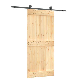 Porte coulissante et kit de quincaillerie 90x210 cm pin massif