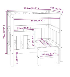 Lit pour chien 75,5x63,5x70 cm Bois de pin solide