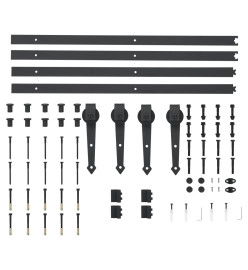 Kit de matériel pour porte coulissante 2 x 183 cm Acier Noir