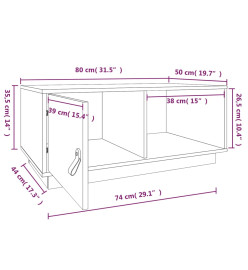 Table basse Noir 80x50x35,5 cm Bois massif de pin