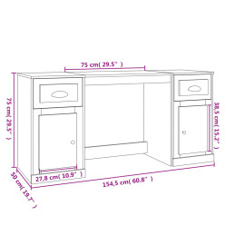 Bureau avec armoire chêne marron bois d'ingénierie