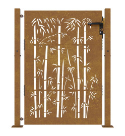 Portail de jardin 105x155 cm acier corten design de bambou