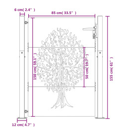 Portail de jardin 105x155 cm acier corten conception de l'arbre