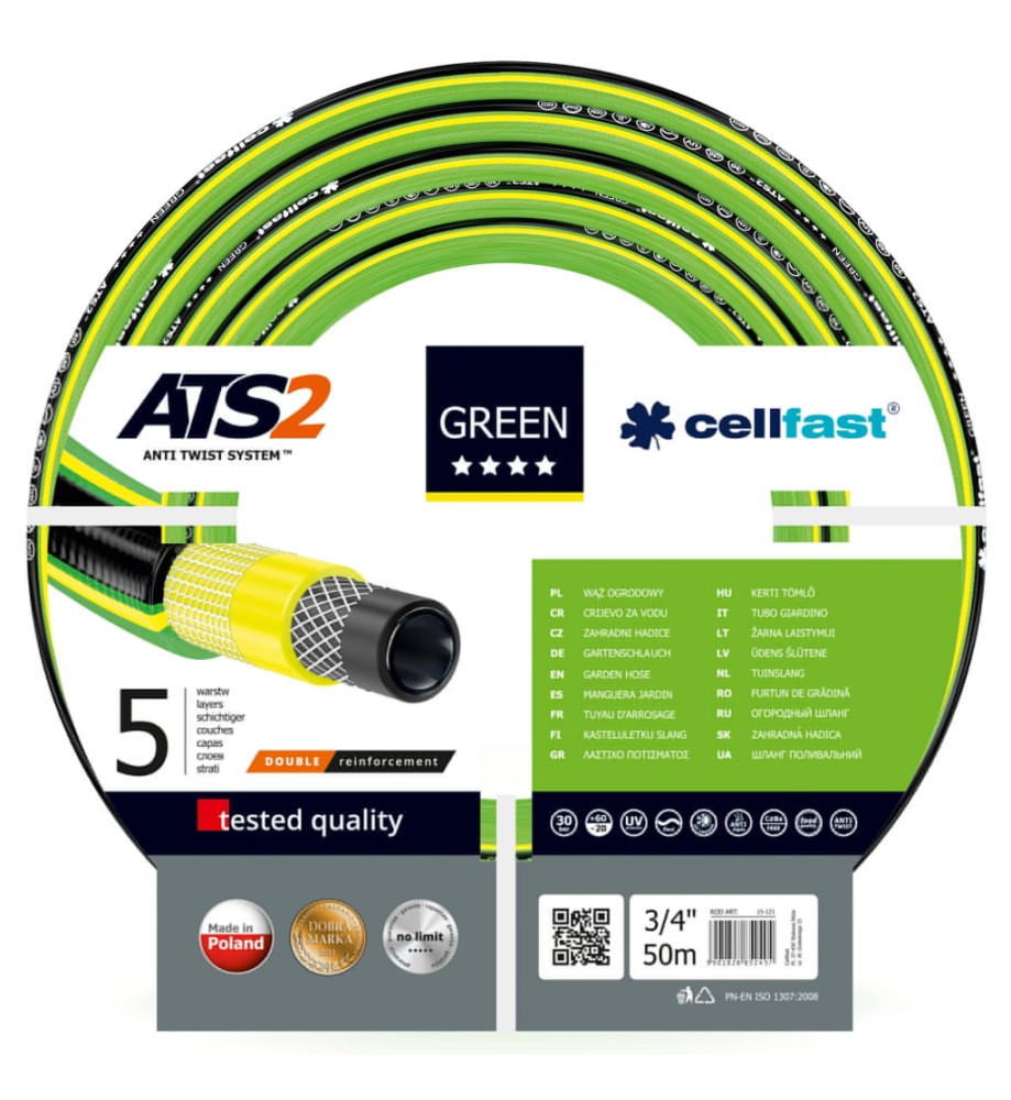 Cellfast Tuyau d'arrosage ATS2 3/4" 50 m Vert