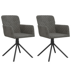 Chaises pivotantes à manger lot de 2 Gris foncé Velours