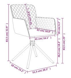 Chaises pivotantes à manger lot de 2 Gris foncé Velours