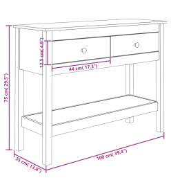 Table console Gris 100x35x75 cm Bois massif de pin