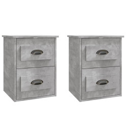 Tables de chevet murales 2 pcs gris béton 41,5x36x53 cm