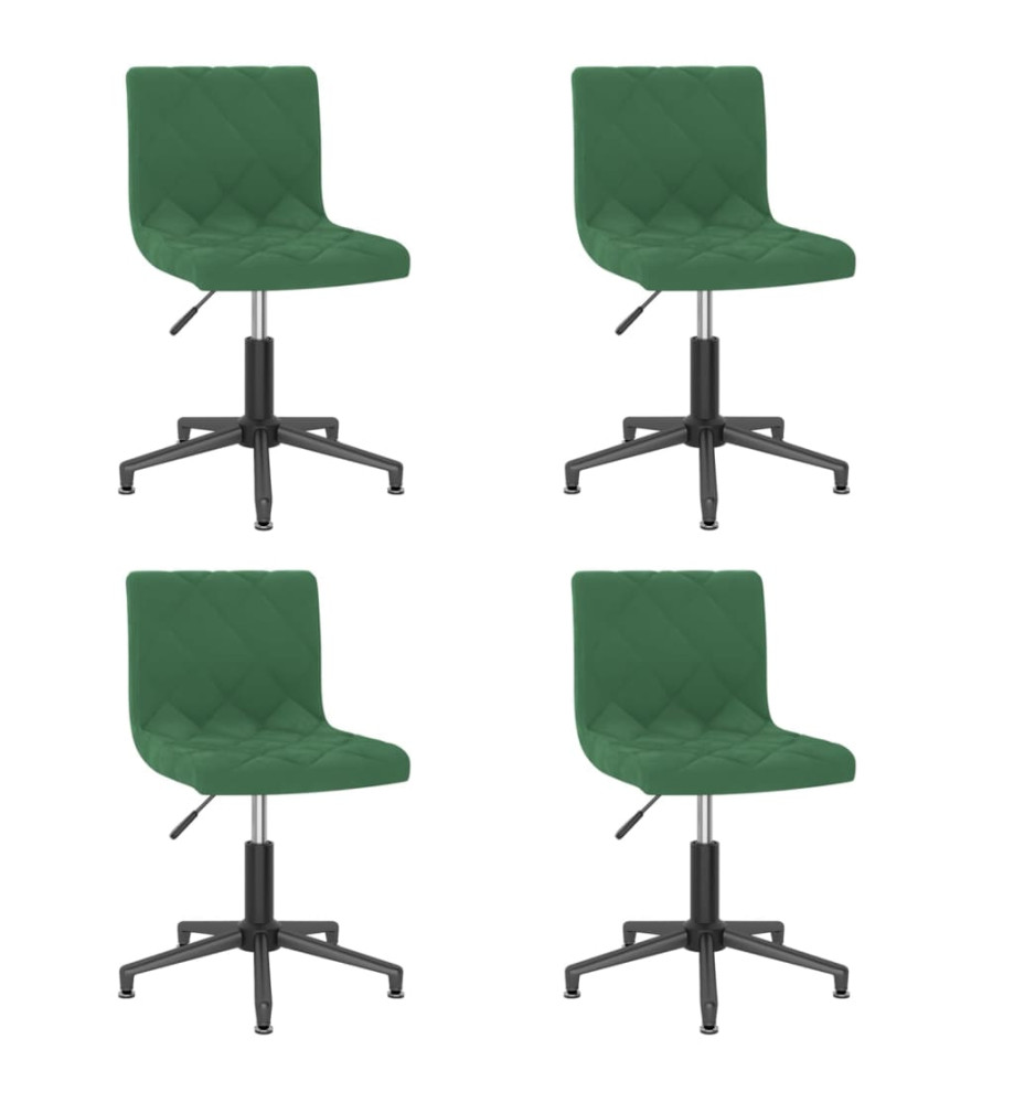 Chaises pivotantes à manger lot de 4 vert foncé velours