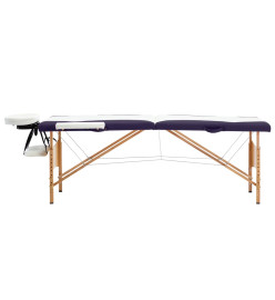 Table de massage pliable 2 zones Bois Blanc et violet